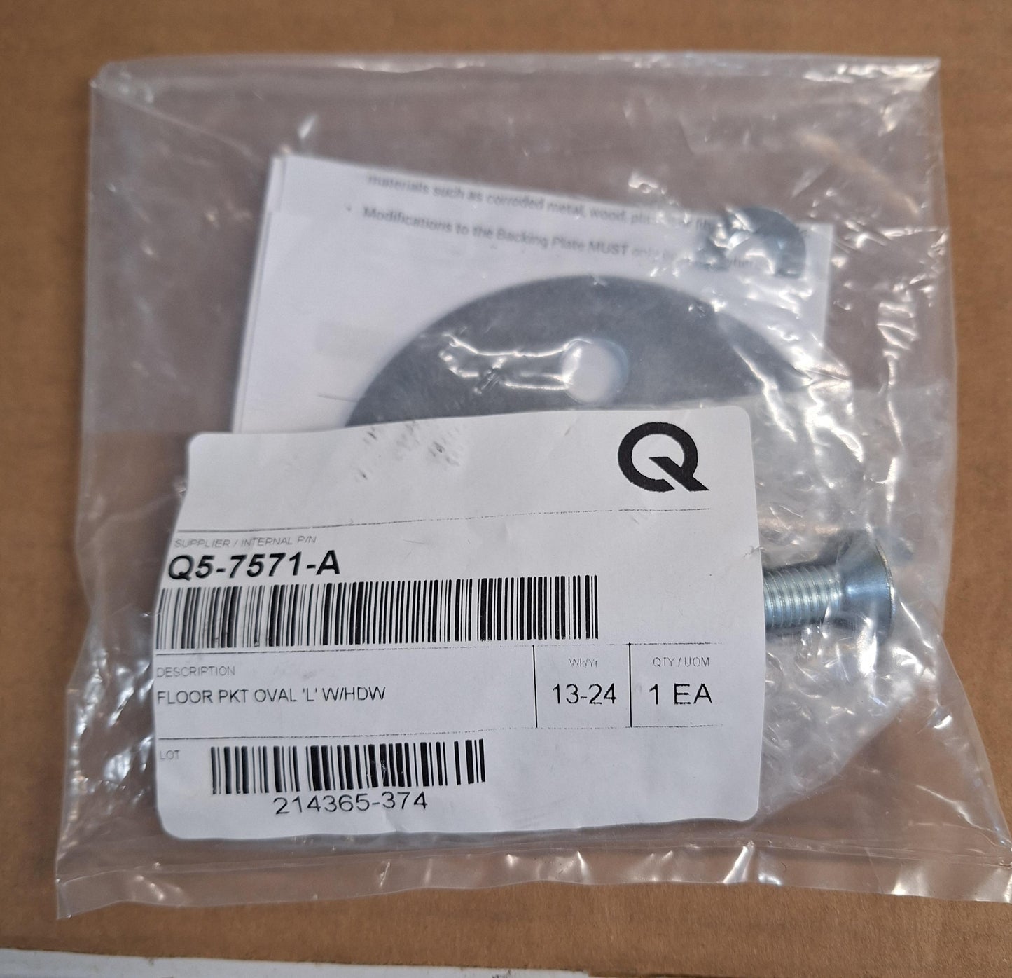 Q5-7571-A | Q'STRAINT | Oval L-Pocket Anchorage