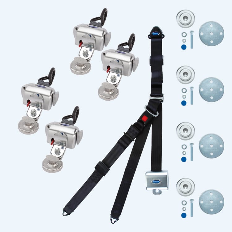 Q-8100-A1-SC | Q'STRAINT | QRT Deluxe Retractors Slide 'N Click Fittings and Belt Combo