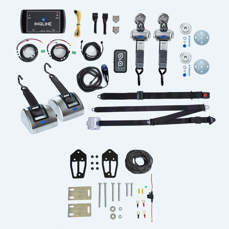 Q-84042 | Q'STRAINT | INQLINE SECUREMENT Kit with Installation Kit, QRT Deluxe Retractors and Belt Combo