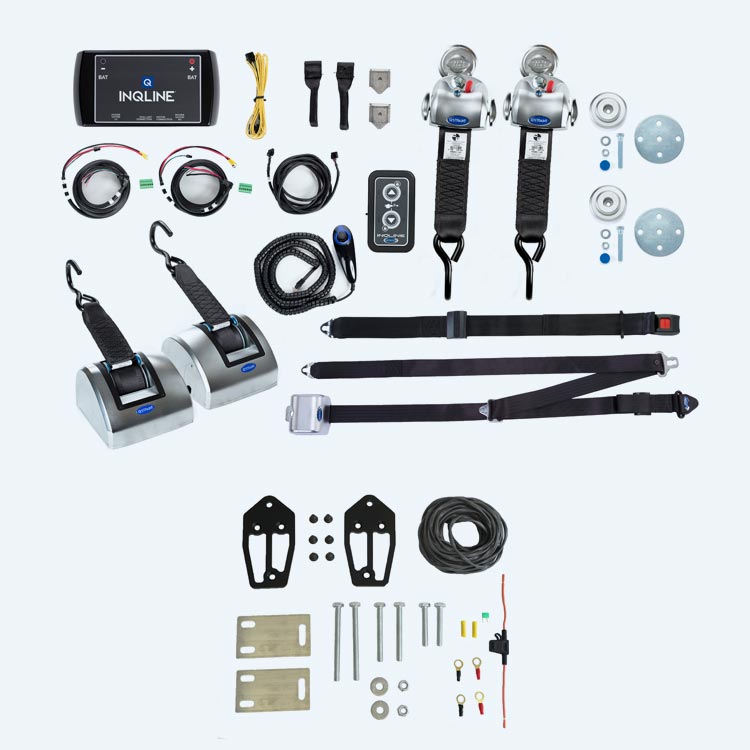Q-84043 | Q'STRAINT | INQLINE SECUREMENT Kit with Installation Kit, QRT 360 Retractors, and Belt Combo