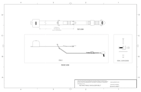 Q5-6410-ARET | Q'STRAINT | Retractable Shoulder Belt with Manual Height Adjuster