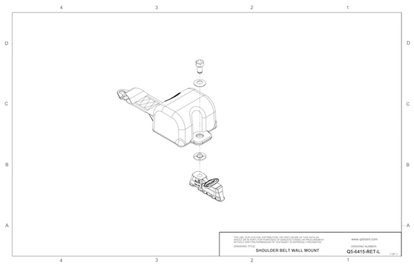Q5-6415-RET-L | Q'STRAINT | Retractable Shoulder Belt, Mounted for L-Track on Upper Wall.
