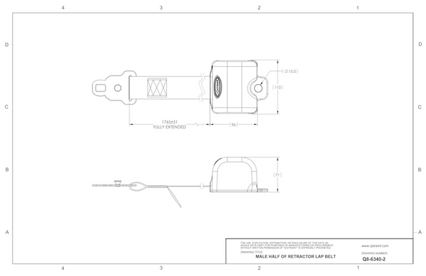 Q8-6340-2 | Q'STRAINT | Retractable Lap Belt, Male End