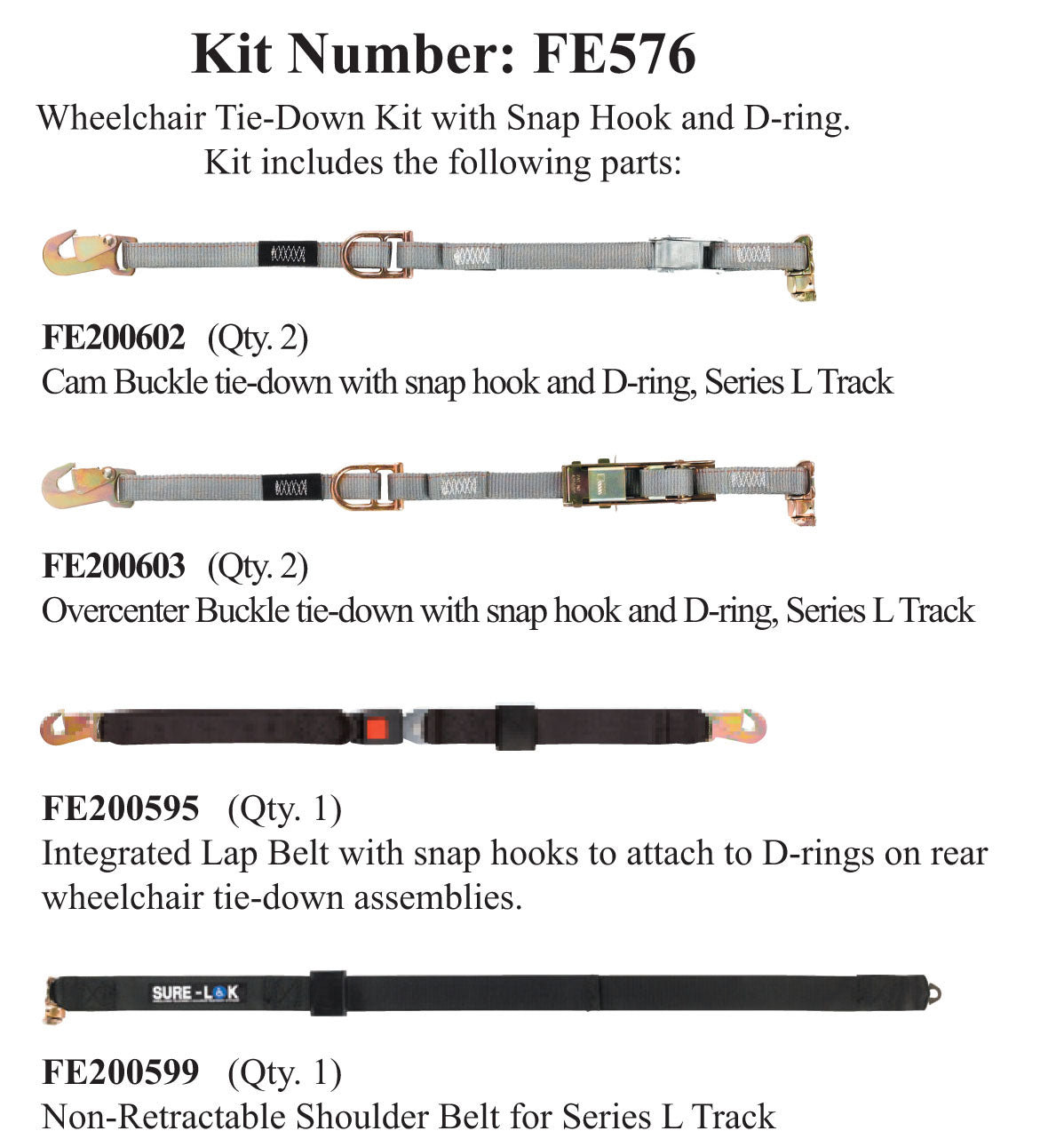 FE576 | Sure-Lok | FE500 Kit WITH Occupant Restraints