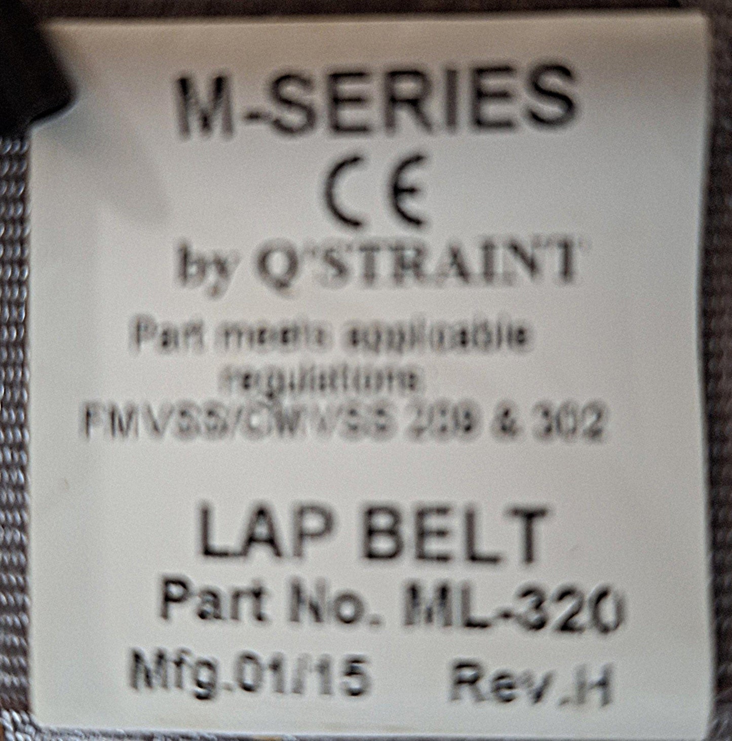 ML-320 | Q'STRAINT | M-Series Standard Lap Belt for L-Track