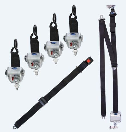 Q-8600-A1-L2 | Q'STRAINT | QRT-360 retractors with L-Track Fittings, Belt and Bracket